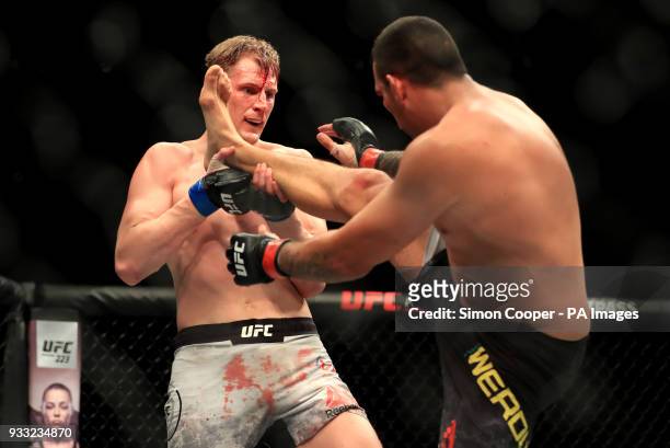 Fabricio Werdum and Alexander Volkov in action during their Heavyweight fight at The O2 Arena, London.