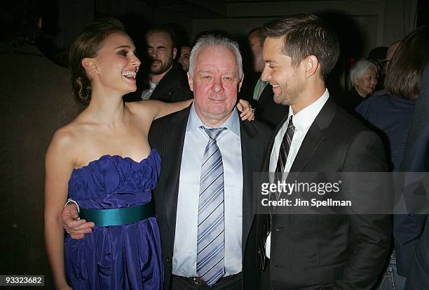 Actress Natalie Portman, director Jim Sheridan and actor Tobey Maguire attend the Cinema Society and DKNY Men screening of "Brothers" after party at...