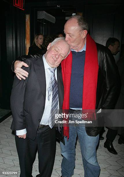 Directors Jim Sheridan and Terry George attend the Cinema Society and DKNY Men screening of "Brothers" after party at Abe & Arthur's on November 22,...