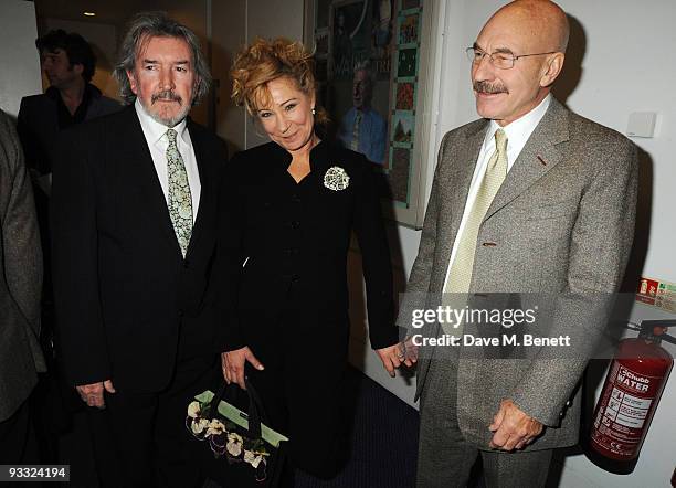 Gawn Grainger, Zoe Wanamaker and Patrick Stewart attend the reception ahead of the London Evening Standard Theatre Awards, at the Royal Opera House...