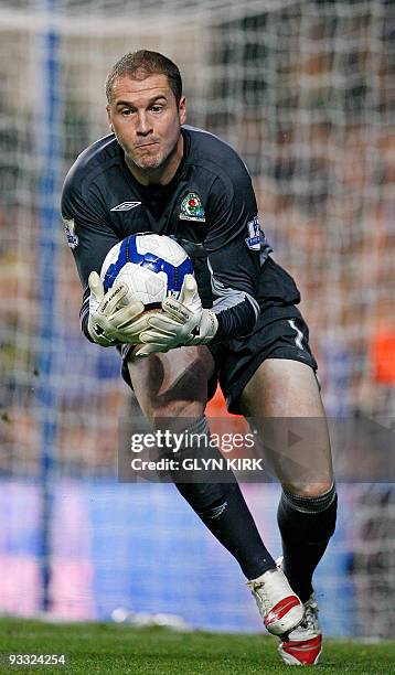 BlackburnRovers' English goalkeeper Paul Robinson in action during their English Premier League football match against Chelsea at Stamford Bridge,...