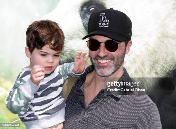 Reid Scott and Conrad Scott arrive for the premiere of Warner Bros. Pictures and IMAX Entertainment's "Pandas" at TCL Chinese Theatre IMAX on March...
