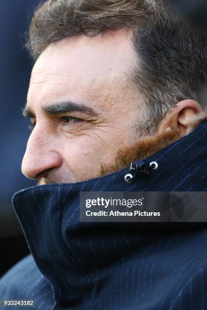 Swansea City manager Carlos Carvalhal during the Fly Emirates FA Cup Quarter Final match between Swansea City and Tottenham Hotspur at the Liberty...