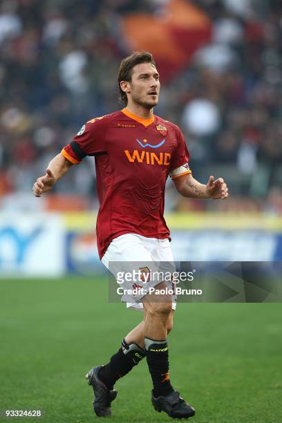 Francesco Totti of AS Roma looks on during the Serie A match between Roma and Bari at Stadio Olimpico on November 22, 2009 in Rome, Italy.