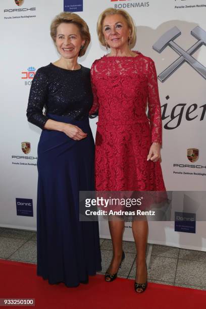 German Defense Minister Ursula von der Leyen and Liz Mohm attend the Steiger Award at Zeche Hansemann on March 17, 2018 in Dortmund, Germany.