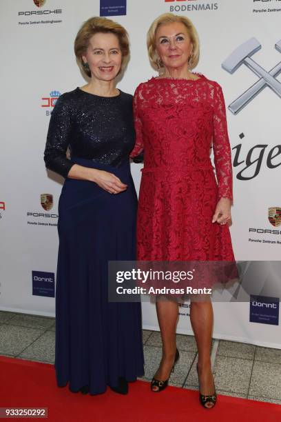 German Defense Minister Ursula von der Leyen and Liz Mohn attend the Steiger Award at Zeche Hansemann on March 17, 2018 in Dortmund, Germany.