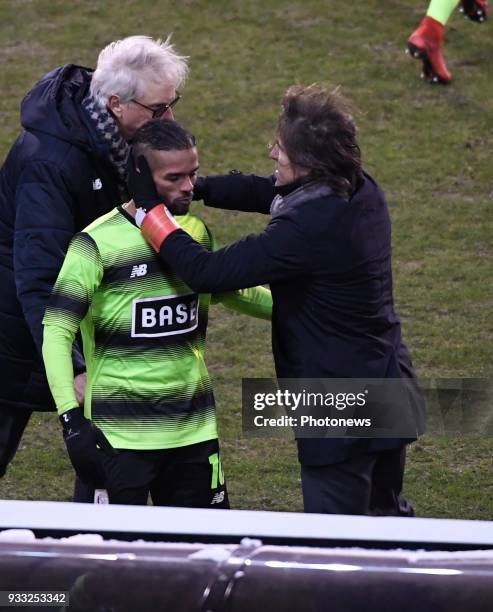 Medhi Carcela midfielder of Standard Liege and Ricardo Sa Pinto head coach of Standard Liege during the Croky Cup final match between KRC Genk and...