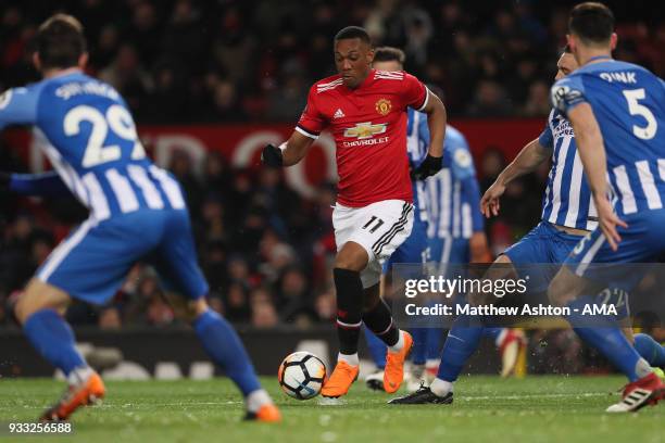 Anthony Martial of Manchester United during the FA Cup Quarter Final match between Manchester United and Brighton & Hove Albion at Old Trafford on...