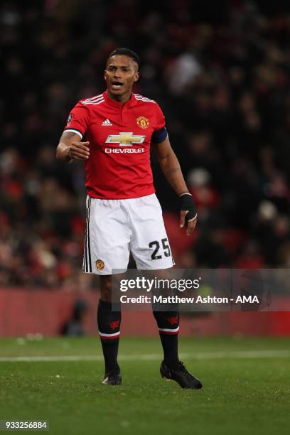 Antonio Valencia of Manchester United during the FA Cup Quarter Final match between Manchester United and Brighton & Hove Albion at Old Trafford on...