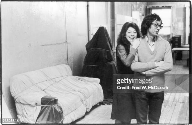 Portrait of married artists Bulgarian-born Christo and French Jeanne-Claude as they pose in their loft apartment , New York, New York, December 29,...
