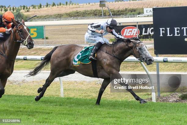 Christie ridden by Jordan Childs wins the Robert Rose Foundation Maiden Plate at Yarra Valley Racecourse on March 18, 2018 in Yarra Glen, Australia.