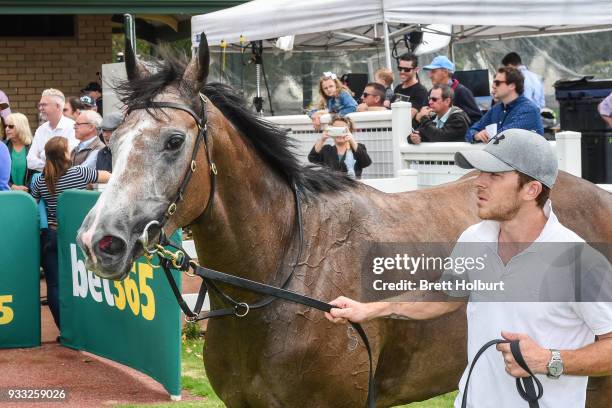 Christie after winning the Robert Rose Foundation Maiden Plate at Yarra Valley Racecourse on March 18, 2018 in Yarra Glen, Australia.