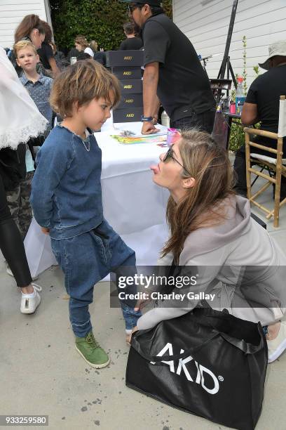 Selma Blair and son Arthur Bleick attend AKID Brand's 3rd Annual 'The Egg Hunt' at Lombardi House on March 17, 2018 in Los Angeles, California.