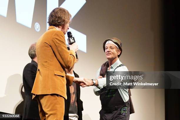 Wes Anderson and Bill Murray attend the "Isle of Dogs" Premiere - 2018 SXSW Conference and Festivals at Paramount Theatre on March 17, 2018 in...