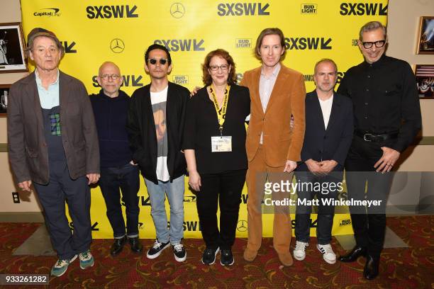 Bill Murray, Bob Balaban, Kunichi Nomura, SXSW Film Festival Director Janet Pierson, Wes Anderson, Jeremy Dawson, and Jeff Goldblum attend the "Isle...