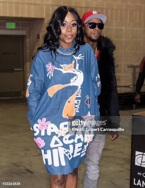Rapper Remy Ma and Papoose are seen backstage during the Be Expo 2018 at Pennsylvania Convention Center on March 17, 2018 in Philadelphia,...