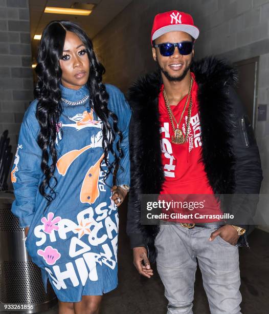 Rapper Remy Ma and Papoose are seen backstage during the Be Expo 2018 at Pennsylvania Convention Center on March 17, 2018 in Philadelphia,...