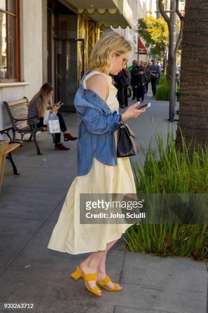 Emma Roberts spotted shopping in Beverly Hills on March 17, 2018 in Beverly Hills, California.