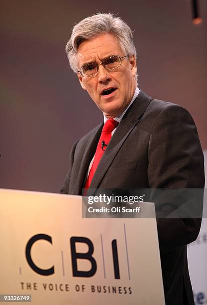 Lord Adair Turner, the chairman of the Financial Services Authority, delivers a speech to the CBI annual conference at the Park Lane Hilton hotel on...