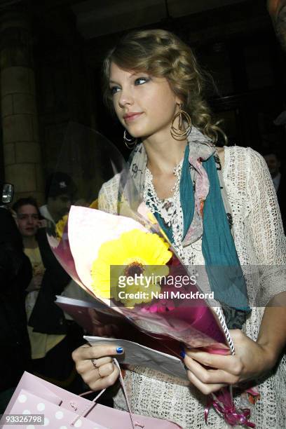 Taylor Swift sighted leaving her hotel on November 23, 2009 in London, England.