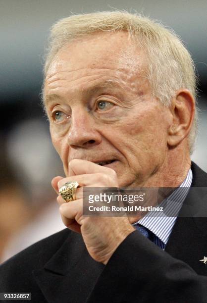 Owner Jerry Jones of the Dallas Cowboys at Cowboys Stadium on November 22, 2009 in Arlington, Texas.