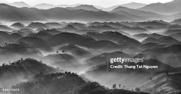 mountain layers in black & white - the millennium stock pictures, royalty-free photos & images