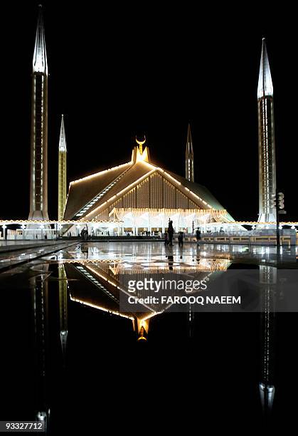 Grand Faisal mosque in Pakistani capital Islamabad is decorated for the occasion of the special prayer "Shabina" in Islamabad, 20 October 2006, on...