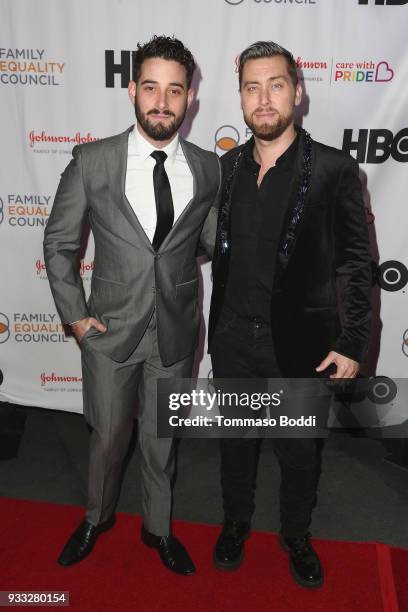 Lance Bass and Michael Turchin attend the Family Equality Council's Annual Impact Awards at The Globe Theatre on March 17, 2018 in Universal City,...