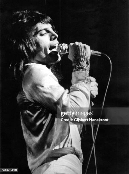 Freddie Mercury from Queen performs live at Congres Gebouw in The Hague, Holland on December 08 1974