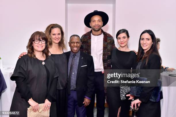 Anne Ellegood, Andrea Bowers, Charles Gaines, Kuamen Stooge, Ariel Pittman and Alexis Kerin attend The CalArts REDCAT Gala Honoring Charles Gaines...