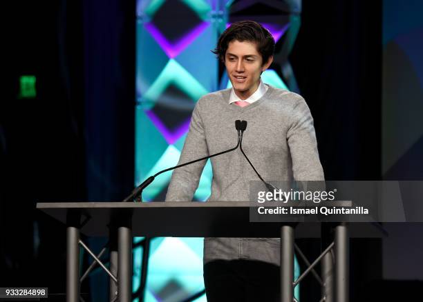 Estevan Aviles speaks onstage at SXSW Gaming Awards during SXSW at Hilton Austin Downtown on March 17, 2018 in Austin, Texas.