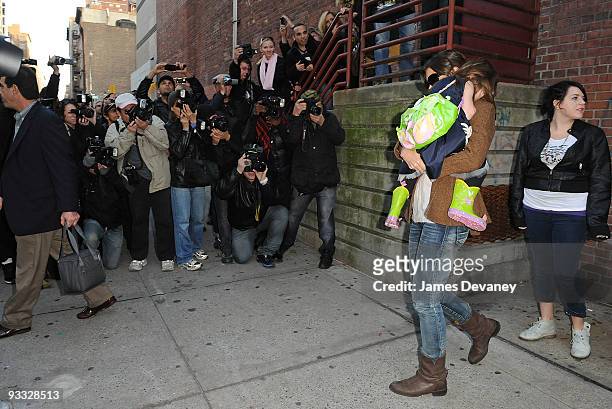 Katie Holmes and Suri Cruise visit the Joyce Theater on November 22, 2009 in New York City.