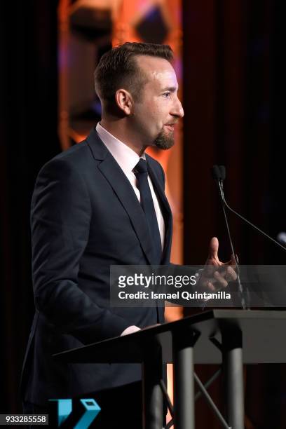 Brendan Greene accepts the awards for Esports Game of the Year, Trending Game of the Year and Excellence in Multiplayer backstage at SXSW Gaming...