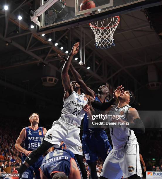 Casey Prather of Melbourne United shoots during game two of the NBL Grand Final series between the Adelaide 36ers and Melbourne United at Titanium...