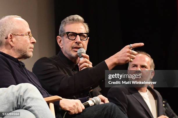 Bob Balaban, Jeff Goldblum, and Jeremy Dawson attend the "Isle of Dogs" Premiere - 2018 SXSW Conference and Festivals at Paramount Theatre on March...