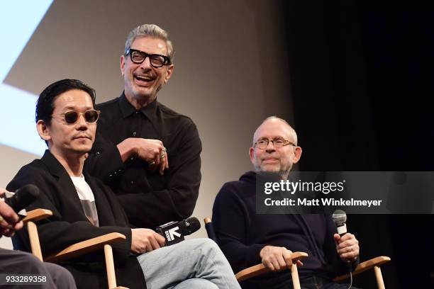 Kunichi Nomura, Bob Balaban, and Jeff Goldblum attend the "Isle of Dogs" Premiere - 2018 SXSW Conference and Festivals at Paramount Theatre on March...