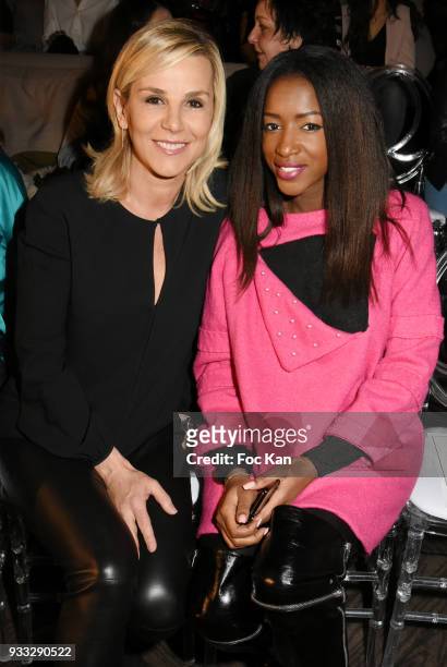 Presenters Laurence Ferrari and Hapsatou Sy attend 'Une Nuit au Studio 54' Fahaid Sanober Show Hosted by Chopard at Hotel Marignan on March 17, 2018...