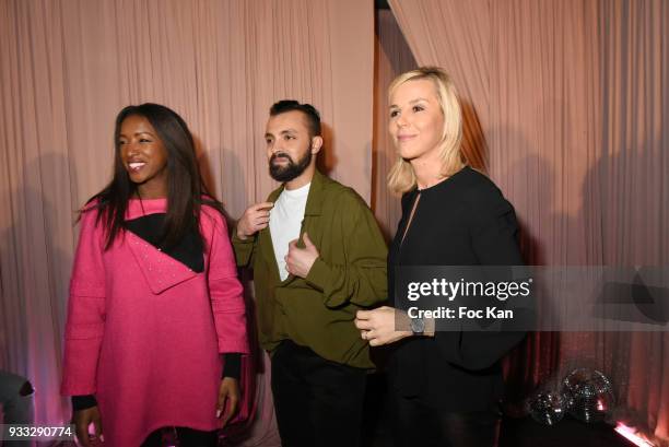 Presenter Laurence Ferrari, Fahaid Sanober and Hapsatou Sy attend 'Une Nuit au Studio 54' Fahaid Sanober Show Hosted by Chopard at Hotel Marignan on...