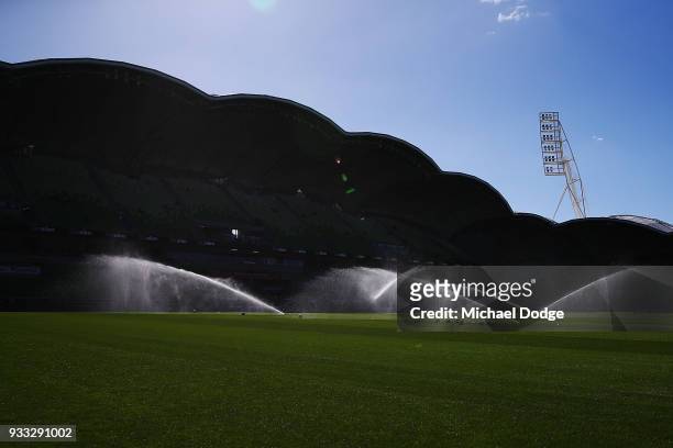 General view is seen before the round 23 A-League match between the Melbourne Victory and the Central Coast Mariners at AAMI Park on March 18, 2018...