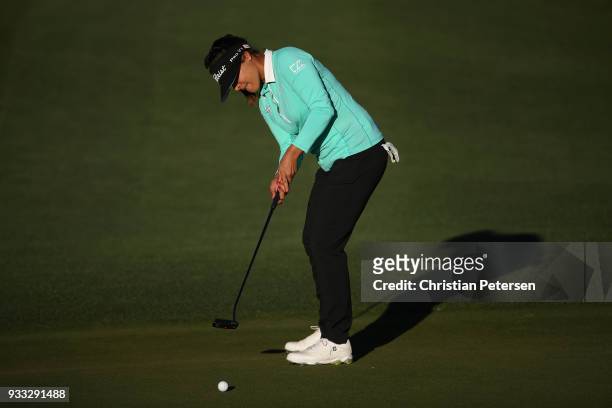 Mariajo Uribe of Columbia putts on the 17th green during the third round of the Bank Of Hope Founders Cup at Wildfire Golf Club on March 17, 2018 in...