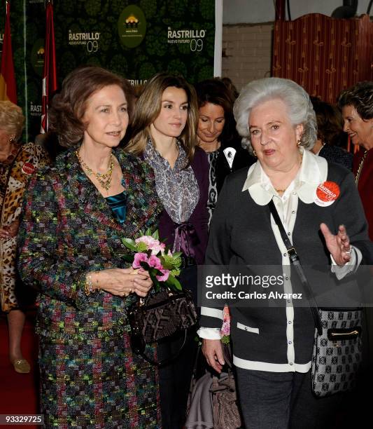 Queen Sofia of Spain, Princess Letizia of Spain and Pilar de Borbon visit "Rastrillo Nuevo Futuro" on November 23, 2009 in Madrid, Spain.
