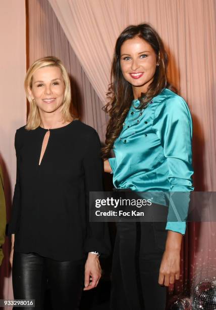 Presenter Laurence Ferrari and Miss France 2010 Malika Menard attend 'Une Nuit au Studio 54' Fahaid Sanober Show Hosted by Chopard at Hotel Marignan...