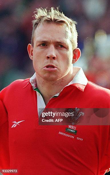 Portrait, pris le 20 février 1999 au stade de Wembley à Londres, du talonneur gallois Barry Williams, avant le début du match contre l'Irlande,...