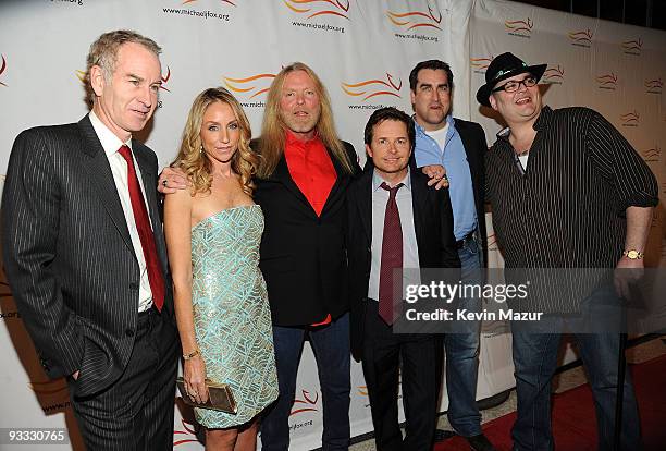 John McEnroe, Tracy Pollan, Gregg Allman, Michael J. Fox, Rob Riggle and John Popper attend attends the "A Funny Thing Happened on the Way to Cure...