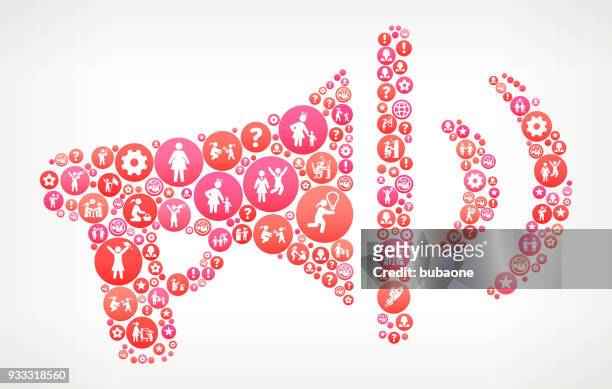 broadcasting megaphone  women girl power icons vector background - the sound of change live stock illustrations