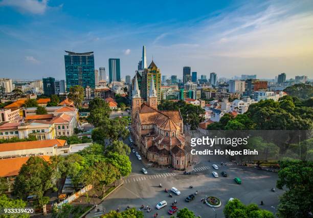 notre-dame cathedral basilica of saigon, officially cathedral basilica of our lady of the immaculate conception is a cathedral located in the downtown of ho chi minh city, vietnam - vietnam travel stock pictures, royalty-free photos & images
