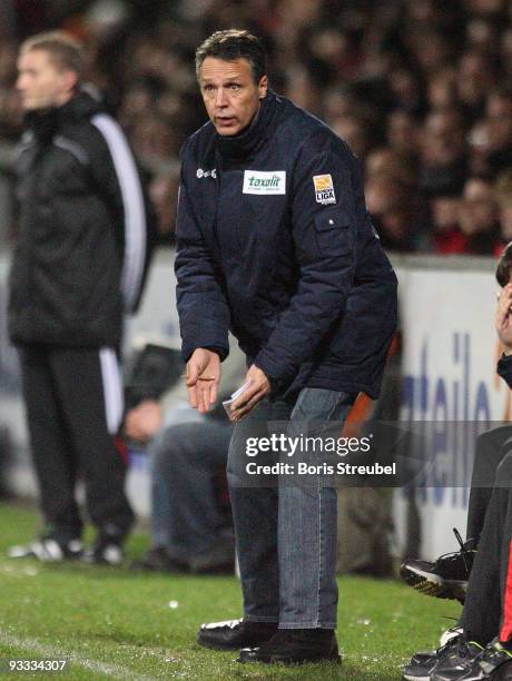 Uwe Neuhaus, headcoach of Berlin gestures during the Second Bundesliga match between 1. FC Union Berlin and 1. FC Kaiserslautern at the stadium An...