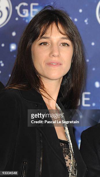 Actress Charlotte Gainsbourg attends the switching on of Christmas lights and illuminations on the Champs Elysees on November 23, 2009 in Paris,...