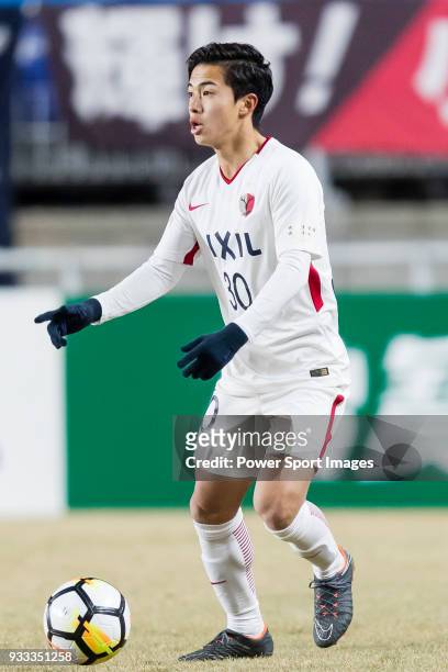 Hiroki Abe of Kashima Antlers in action during the AFC Champions League 2018 Group H match between Suwon Samsung Bluewings and Kashima Antlers at...