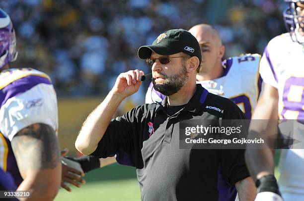 Head coach Brad Childress of the Minnesota Vikings looks on from the sideline during a game against the Pittsburgh Steelers at Heinz Field on October...